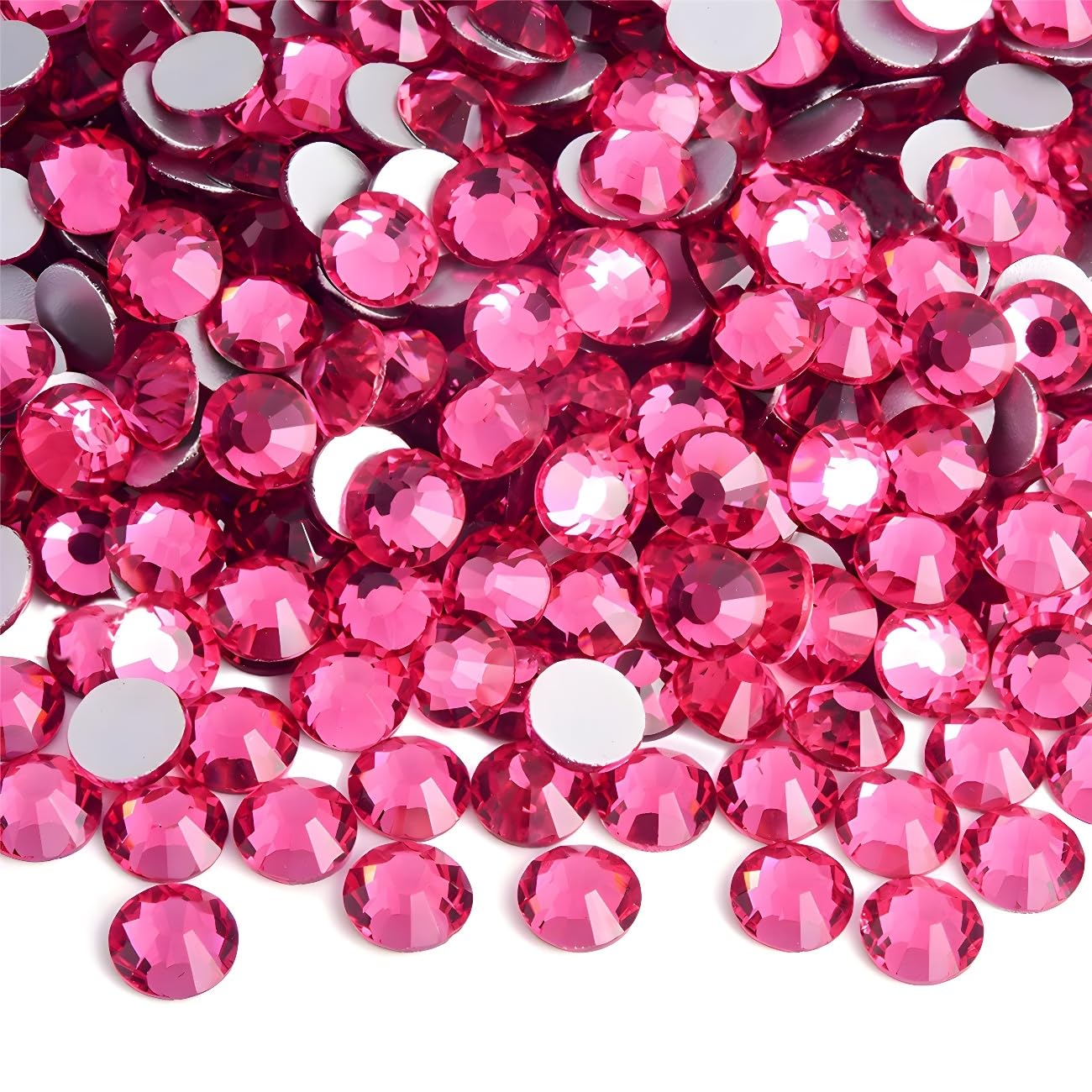 Flatback Rhinestones Round Gems for Nails Art and Crafts 620Pcs SS30 6mm Glitter Crystals Stone DIY Bags Clothes Shoes (Light Rose Red)
