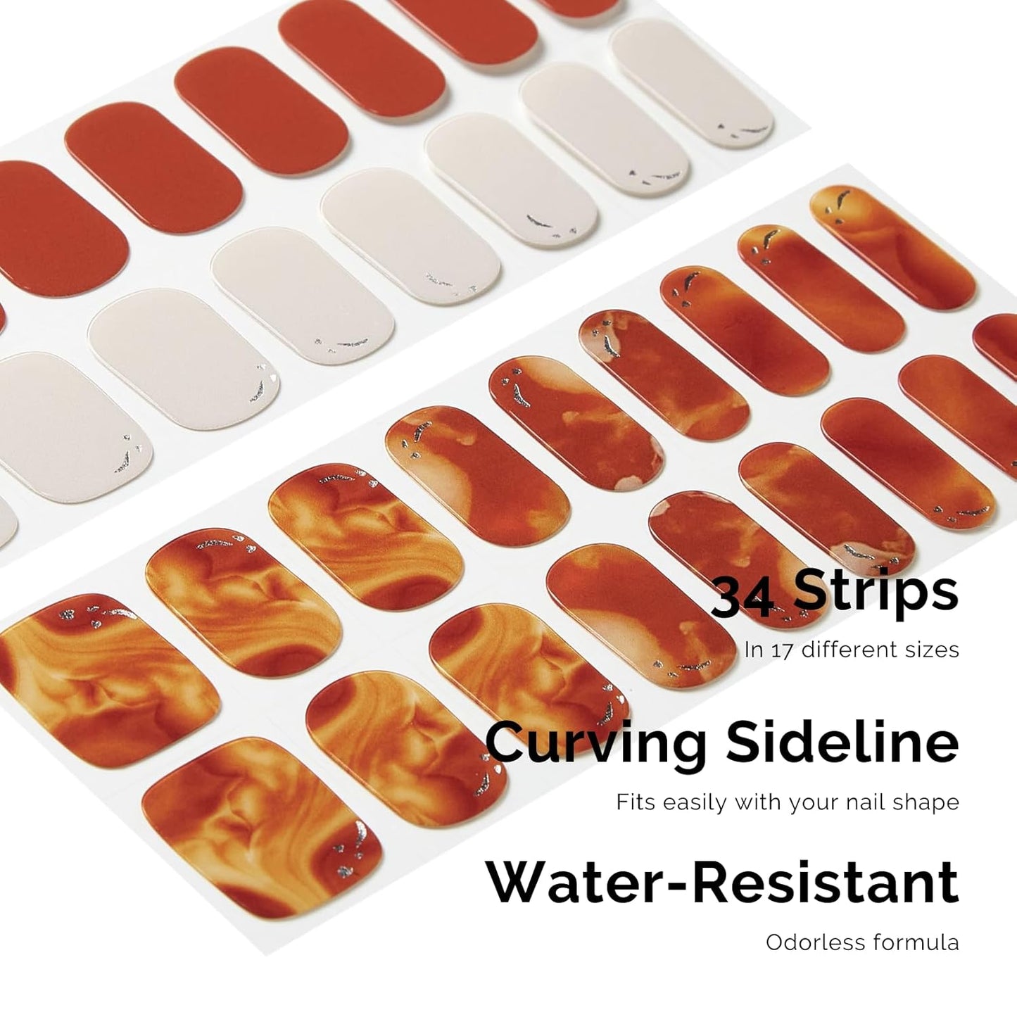 NAILOG Semi Cured Gel Strips - 34 Pcs Nail Stickers Buy 2 Get 1 UV Light | Long Lasting Wraps With Glossy Gel Finish Reddish Brown, Milk Tea