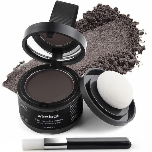 Instant Hairline Powder, Root Touch Up Hair Color for Gray Coverage and Thinning Hair, Root Cover Up Conceals Hair Loss & Bald Spots, Natural and Non-Greasy Hair Color for Women & Men, Dark-Brown