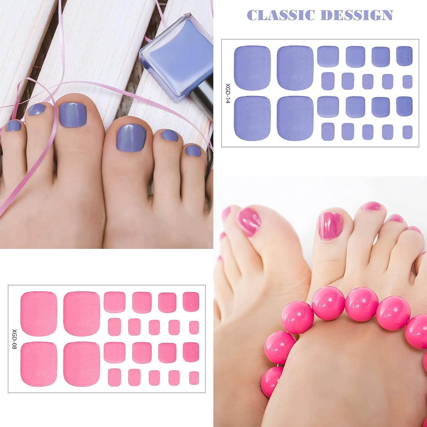 Maitys 352 Pieces 16 Sheets Toenail Polish Stickers Strips Adhesive Toe Nail Wraps Full Wraps Polish Strips DIY Manicure Decal with 2 Pieces Nail Files(Vibrant Color)