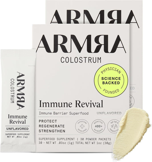 ARMRA Colostrum™ Powder | Unflavored | Gut Health & Bloating | Skin & Hair | Immunity | Keto, Gluten & Fat-Free | 60 Servings