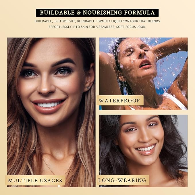 KIMUSE Soft Liquid Contour Stick, Glow Liquid Cream Bronzer, Weightless, Long-Wearing, Smudge Proof, Natural-Looking, Blendable, Bronzer Makeup