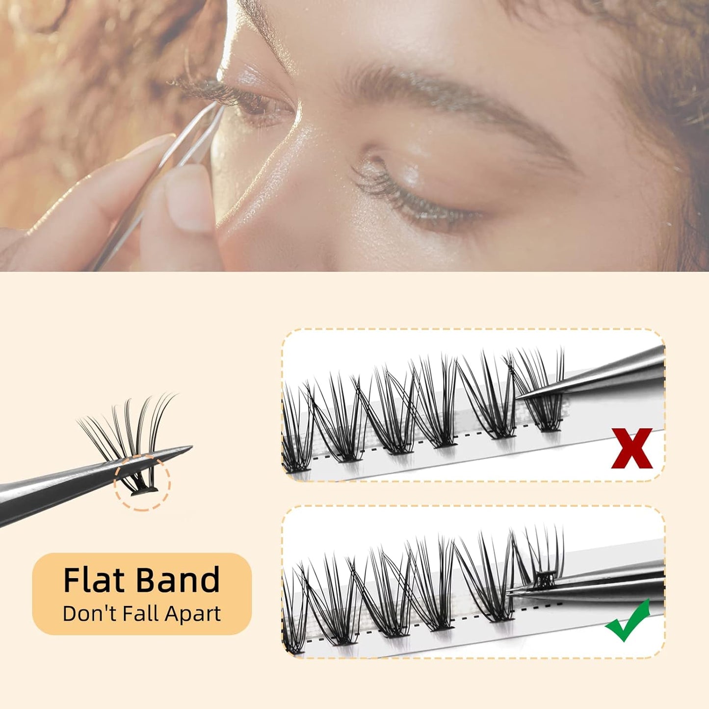 QUEWEL Cluster Lashes 240Pcs Individual Lashes 20D 0.07C Curl 11mm Knot-Free Lash Extensions Clusters Lashes Soft&Natural False Eyelashes Individual DIY Eyelash Extension at Home(20D 0.07C 11)