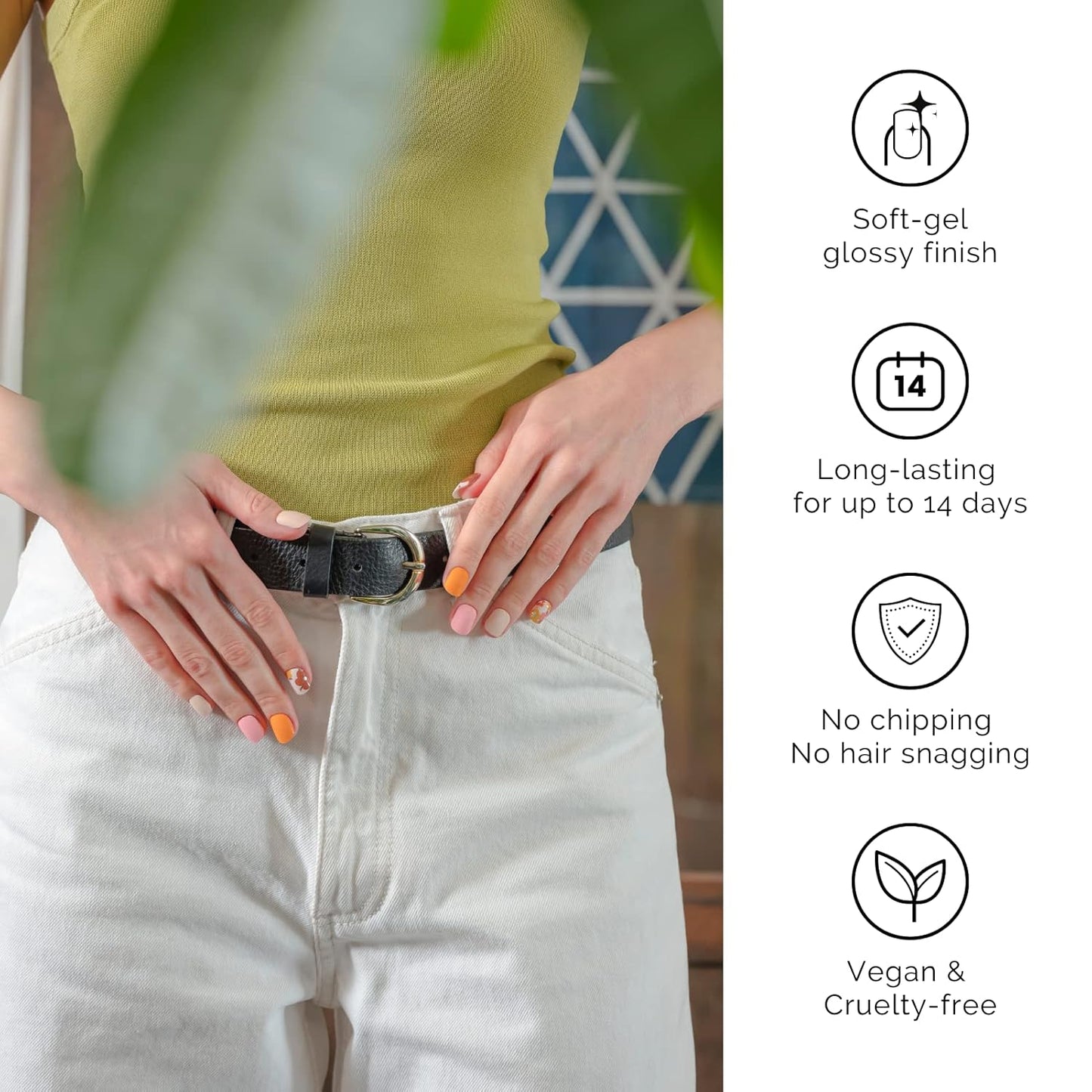 NAILOG Semi Cured Gel Nail Strips, 34 pcs Salon-Quality Stickers, Long Lasting Wraps with Soft Gel Finish | Waltz of The Flowers