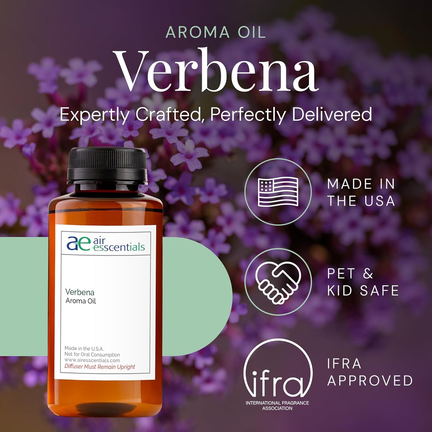 Verbena Aroma Oil, Essential Oils Blend for Diffusers & Scent Machines, Citrus, Floral, and Green Fragrance, Aromatherapy, Cold Air Diffuser Compatible, 300 mL