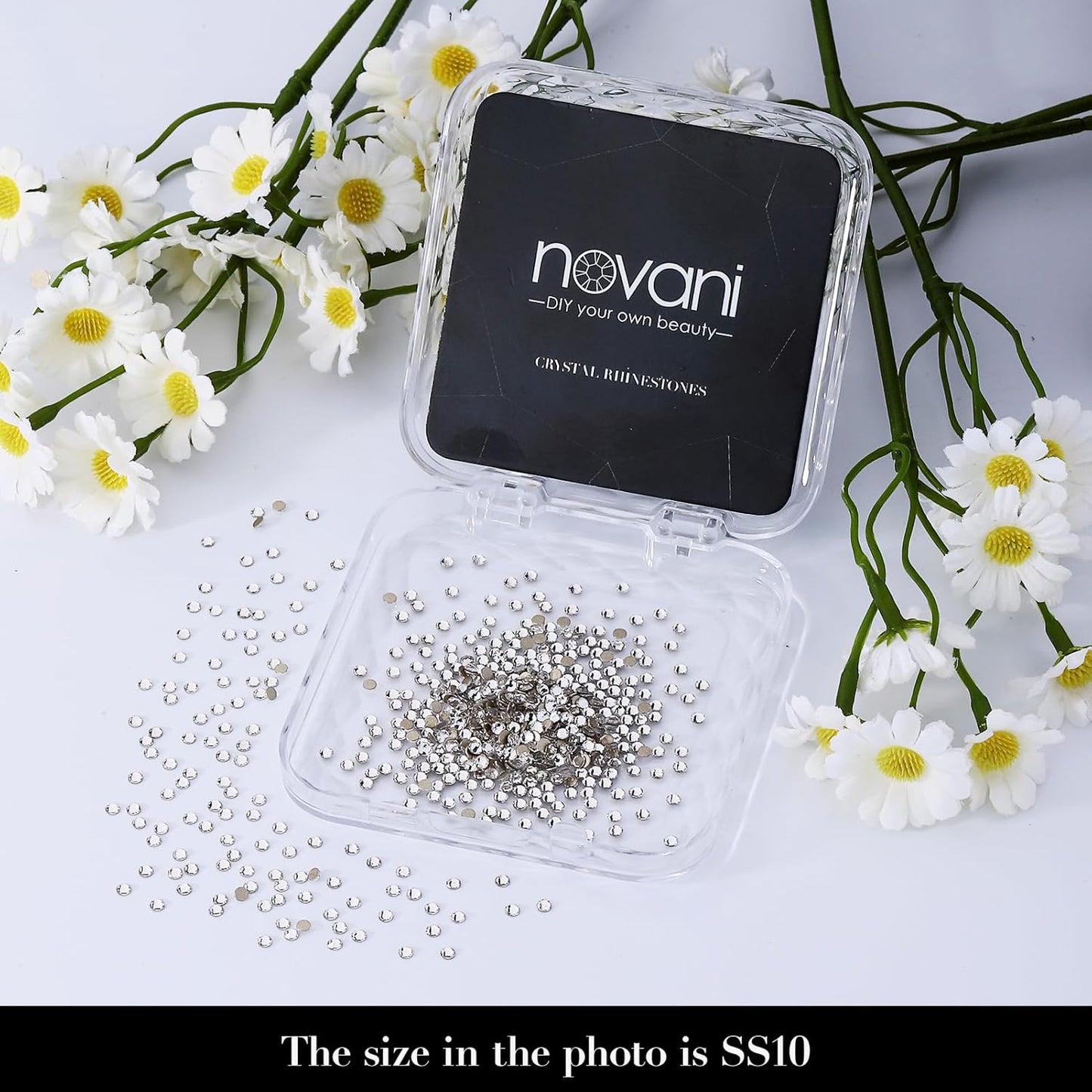 Novani 576pcs Clear Rhinestones Flat Back Round Rhinestone Style 2088 Sparkly Crystal Gemstones for Nail Art and Crafting,SS10(2.7-2.9mm