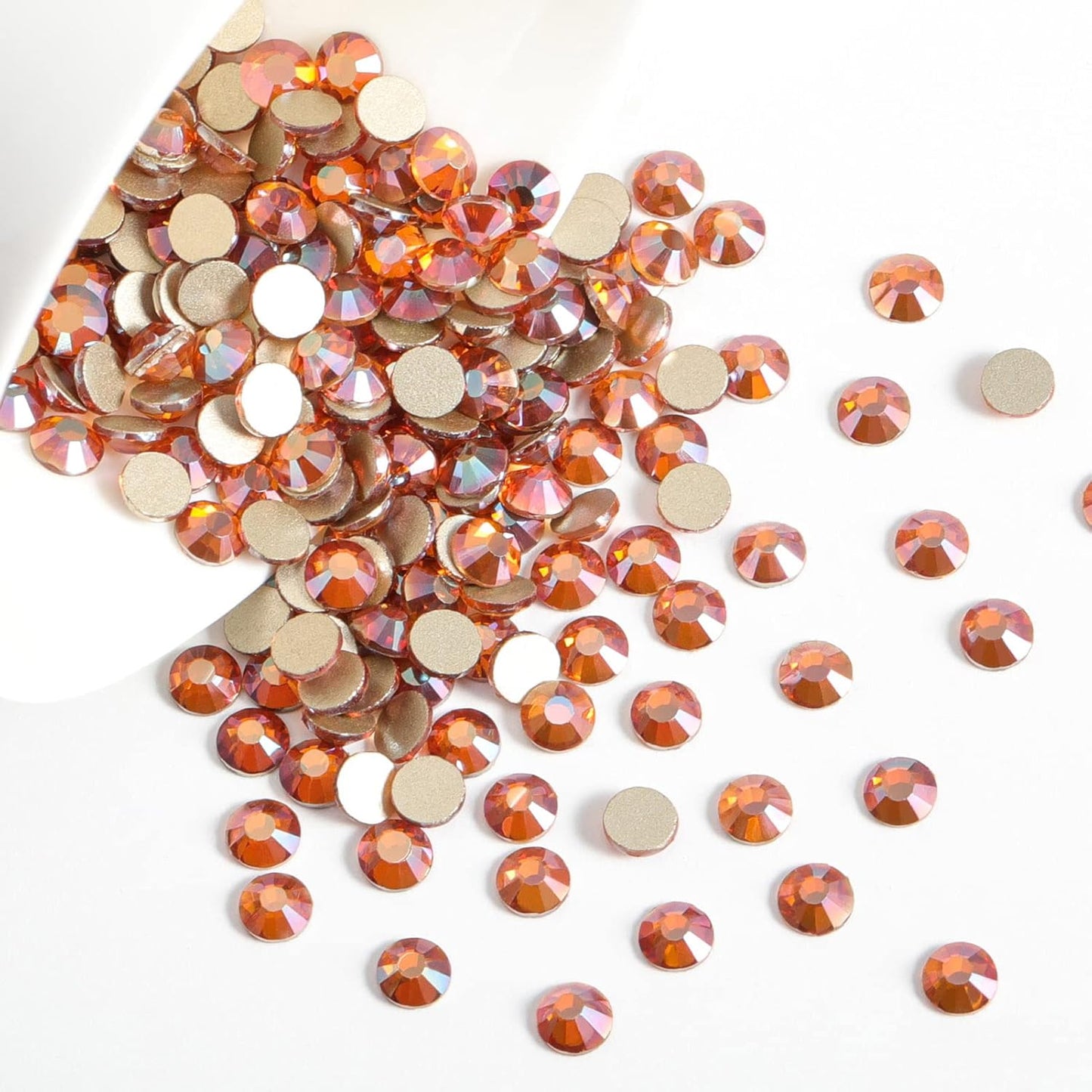 Beadsland 1440 Pieces Flat Back Crystal Rhinestones Round Gems,Amber,SS8,2.3-2.5mm