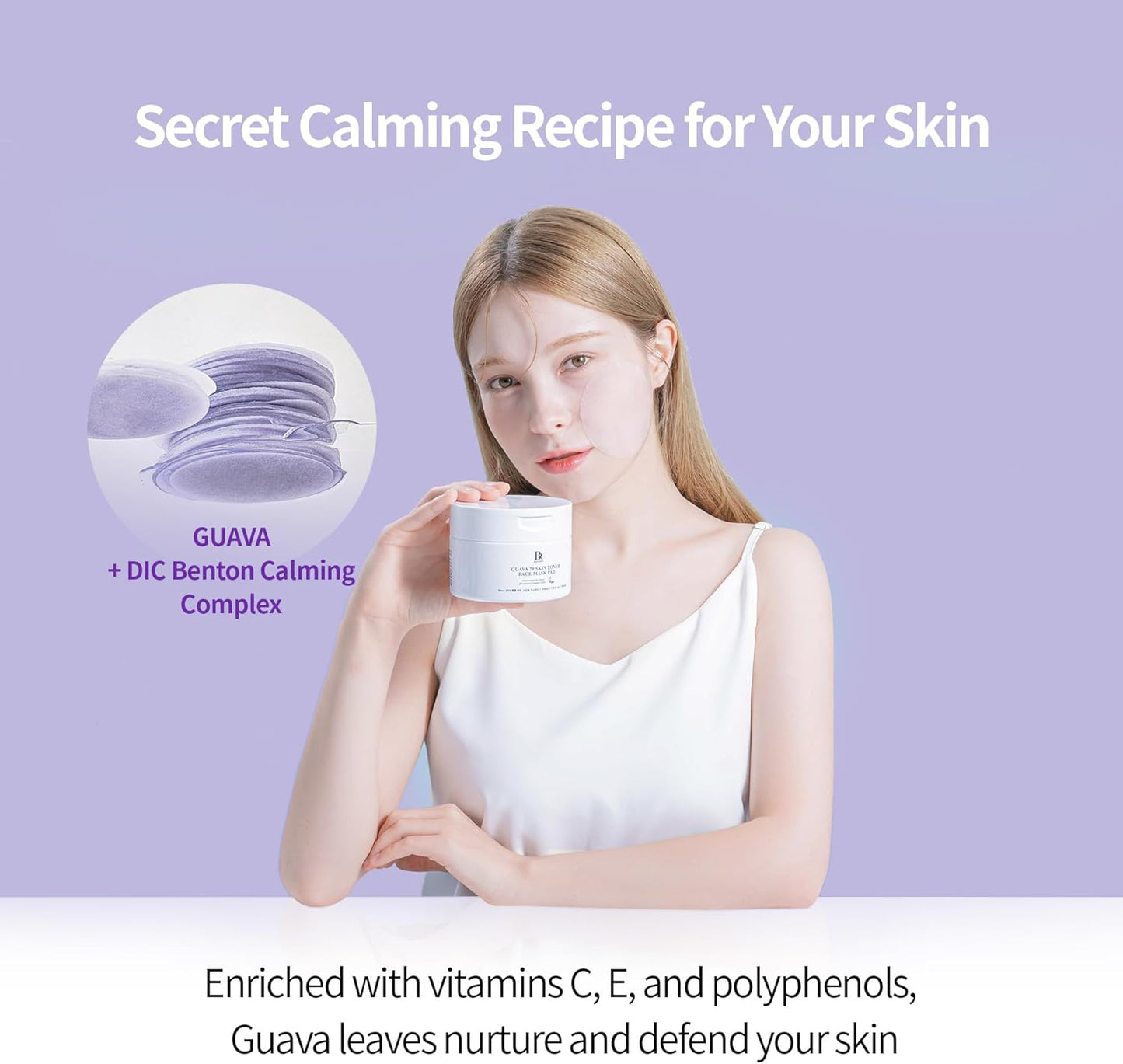 BENTON Guava 70 Skin Toner Face Mask Pad Moisturizer Hyaluronic Acid Soothing Calming Relief Pore Care for Dry Sensitive, All Skin Types Dewy Luminous Skin, Non-Drying Toner Pads, Korean Skin Care