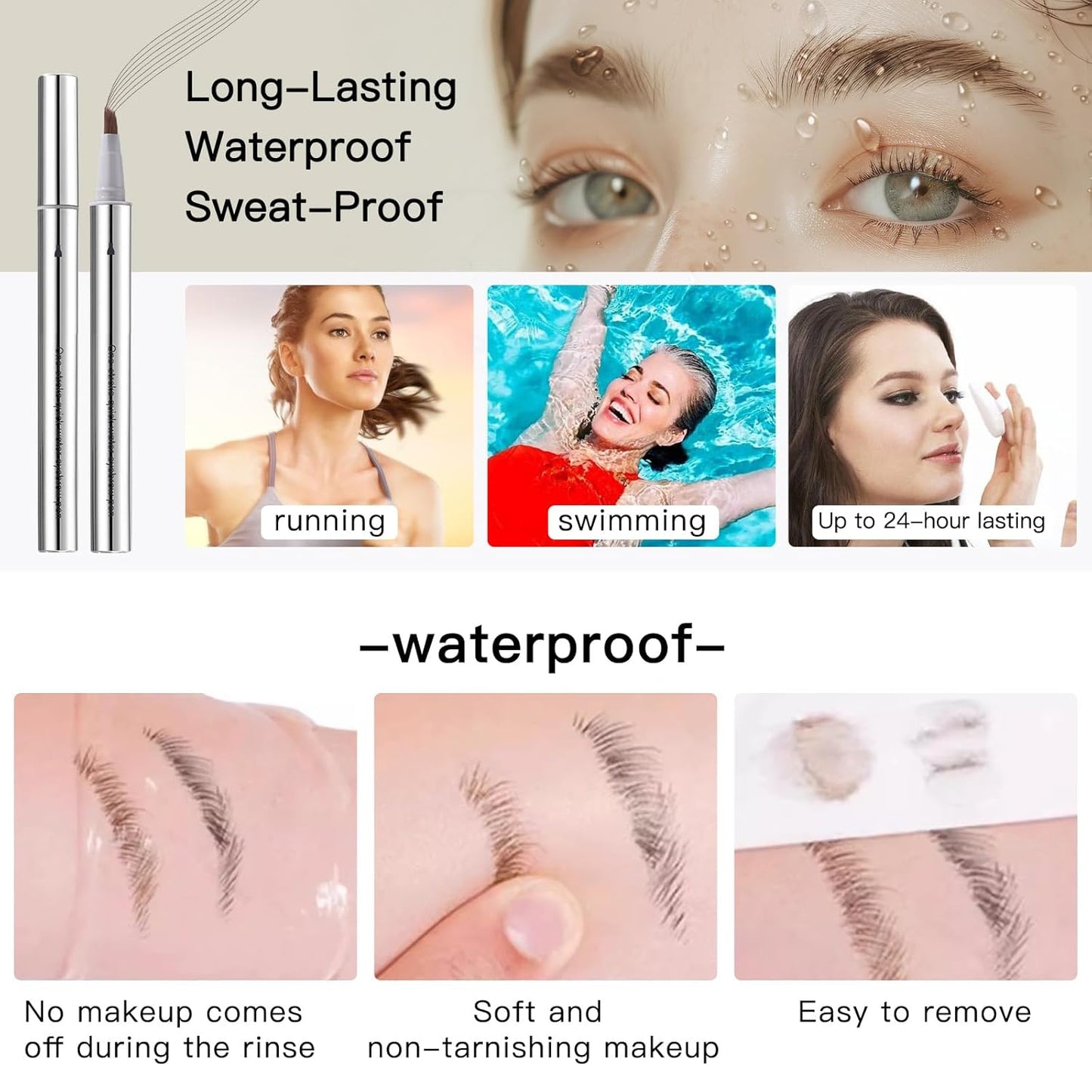 Eyebrow Pencils for Women,2 Pack Eye Brow Tinting Kit,Eye Makeup Waterproof Microblading Eyebrow Pencil,Filling Brows with Angled Eyebrow Brush Magic Pencil (Black/Brown)