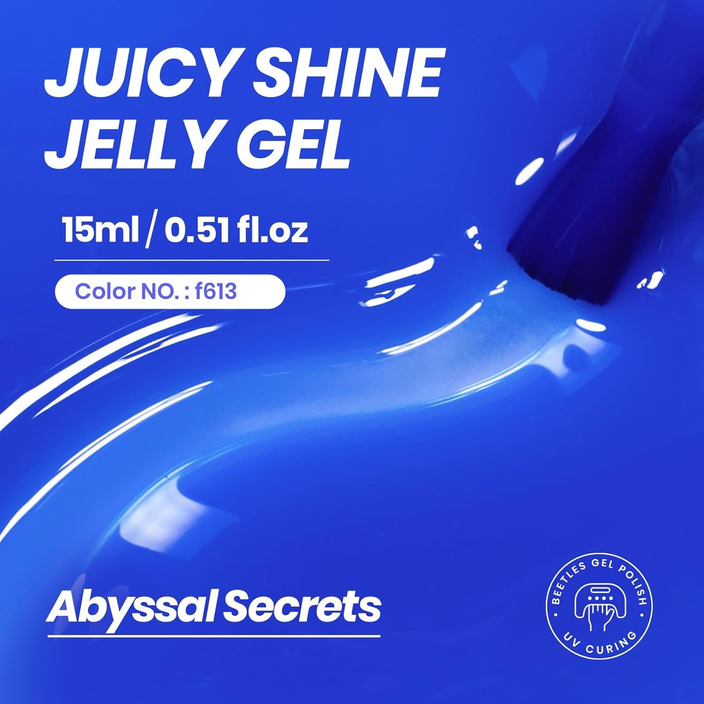 Beetles Blue Gel Nail Polish, 15ML Deep Blue Jelly Gel Polish Sheer Translucent Effect Neutral Nail Polish Soak Off UV Abyssal Secrets Series French Nail Art Manicure Salon Gift for Women