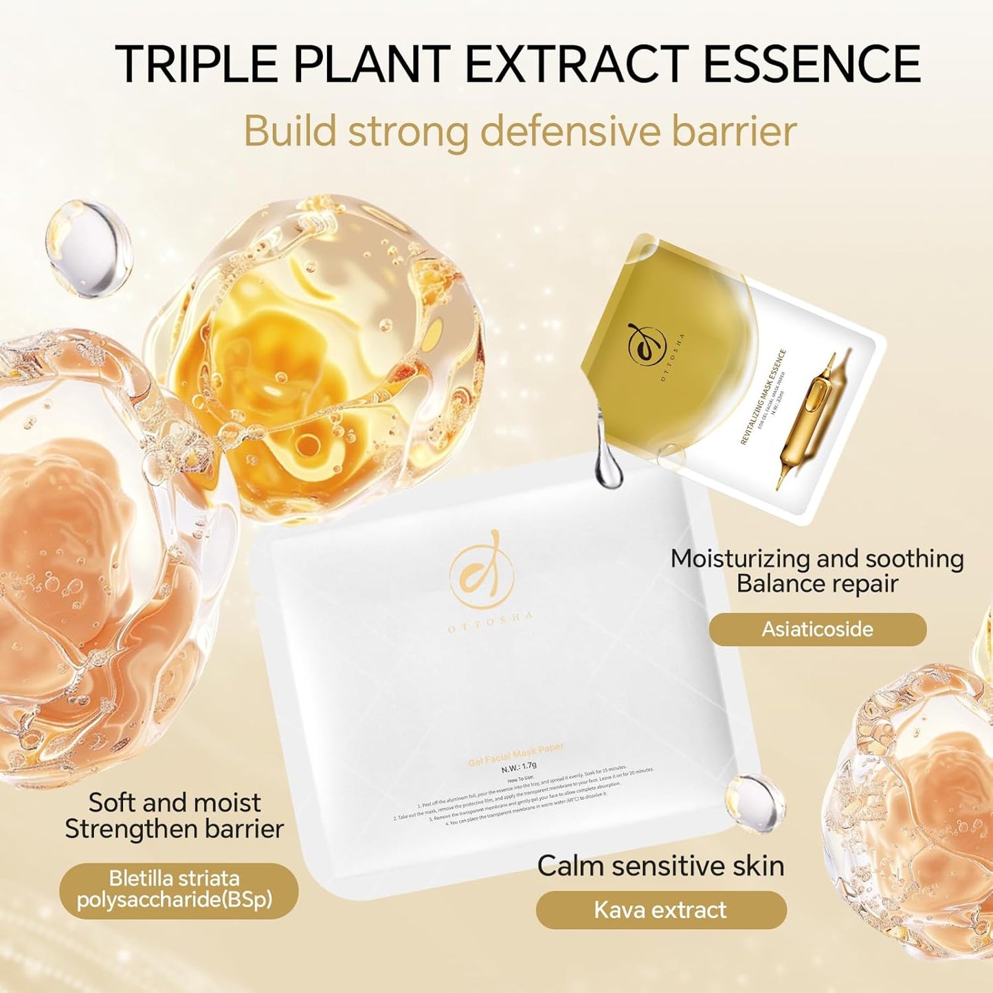 Bioactive Collagen Revitalizing Facial Mask for Women & Men Skin Care SPA,1+1 Packs Separated Essence and Powder Membrane, Moisturizing,Soothing,Repair,Firming, Anti-Aging (1 pair)