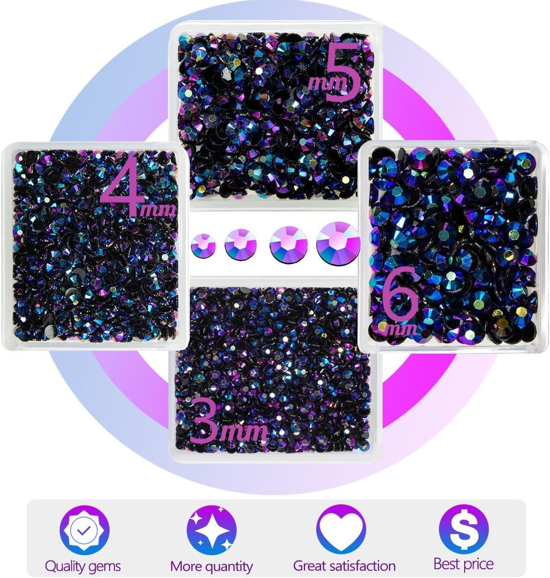 Purple Rose AB Resin Rhinestones w B7000 Jewelry Glue for Bedazzling Crafting 3mm 4mm 5mm 6mm Flatback Jelly Stones Bulk Diamonds Gems Charms Supplies for Nails Face Makeup Tumblers DIY