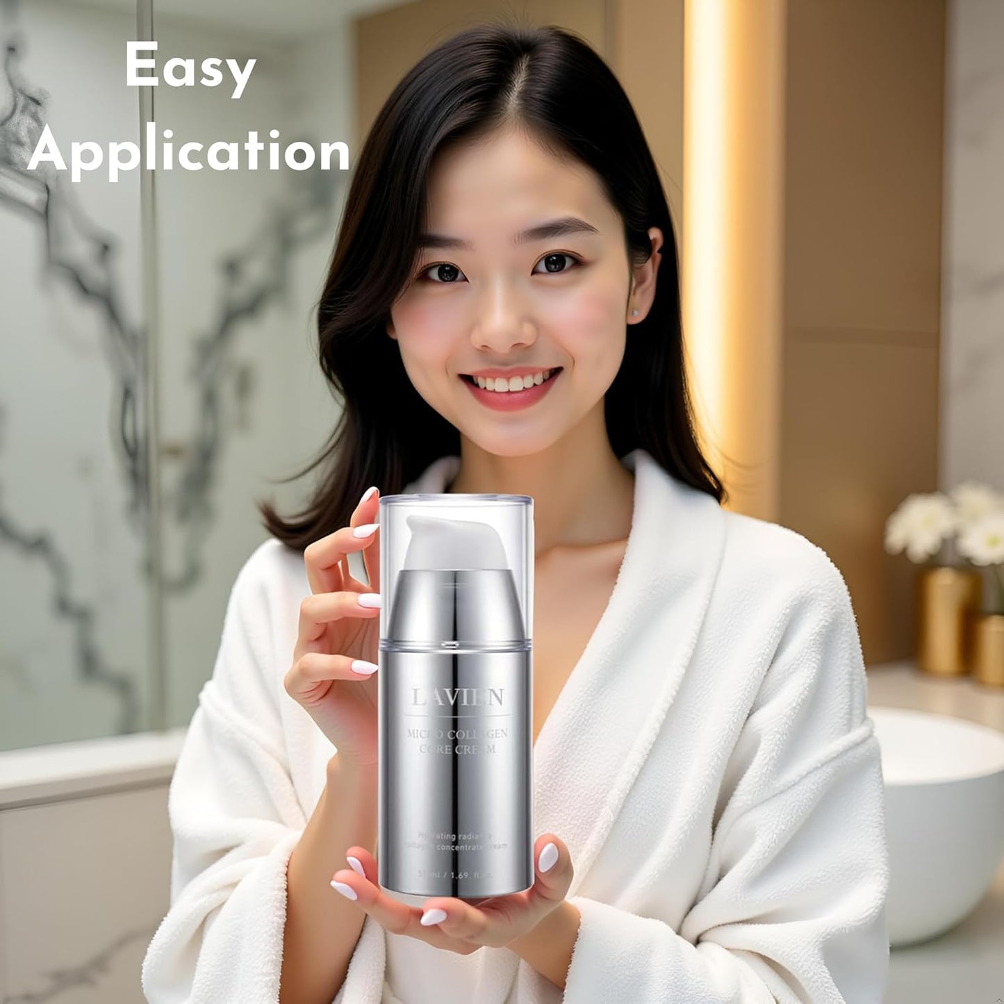 LAVIEN Micro Collagen Core Cream - Nourishing Facial Cream, Hydration and Elasticity - 60.3% Collagen Extract, Hydrolyzed Elastin, Shea Butter, Suitable for All Skin Types - 50 ml Bottle