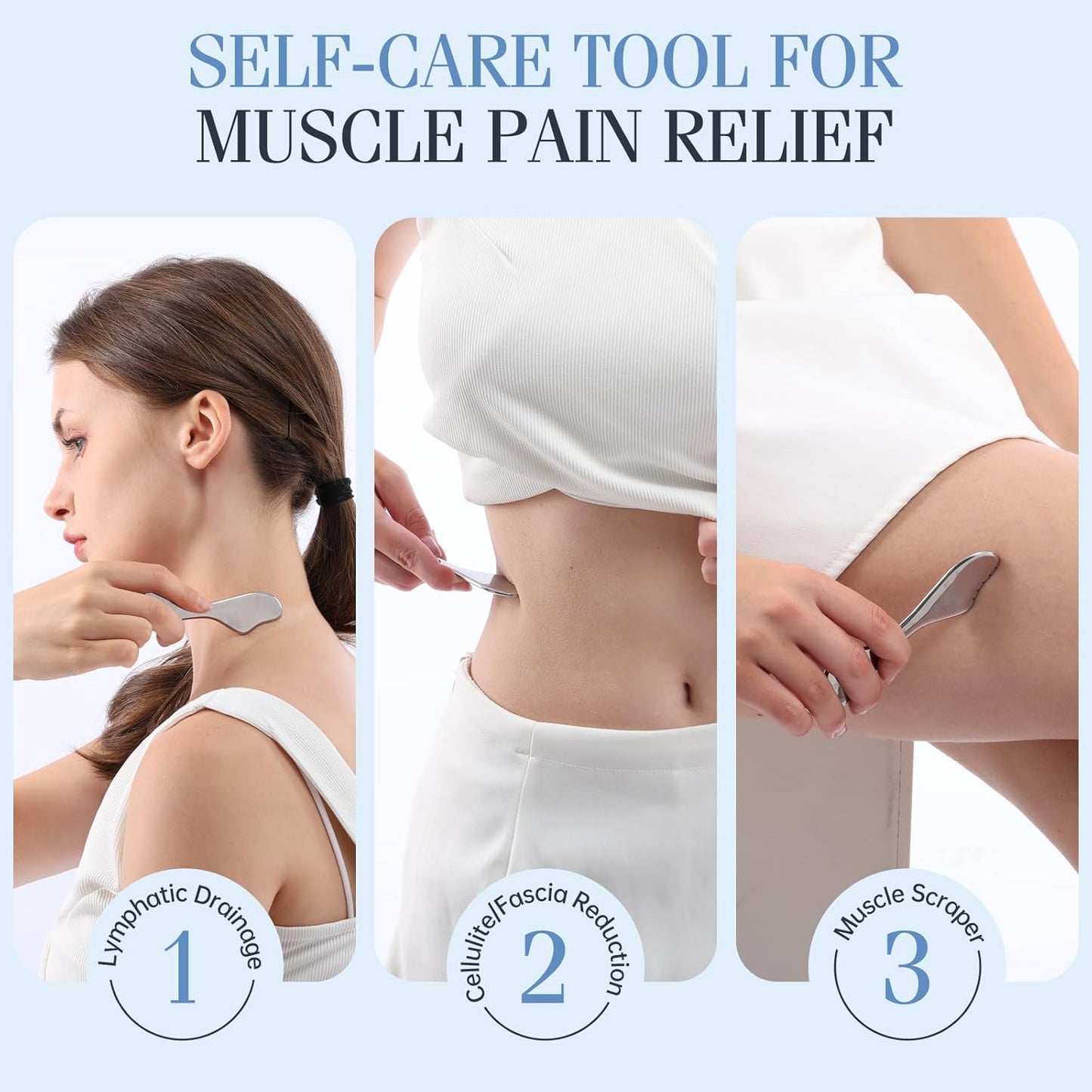 Gua Sha Facial Tools,Guasha Massage Tool for Face&Body, Manual Massage Tool for Lymphatic Drainage &Jawline Sculpting & Puffiness Reducing,Gua Sha Muscle Scraper Tool,Skin-Care Tool