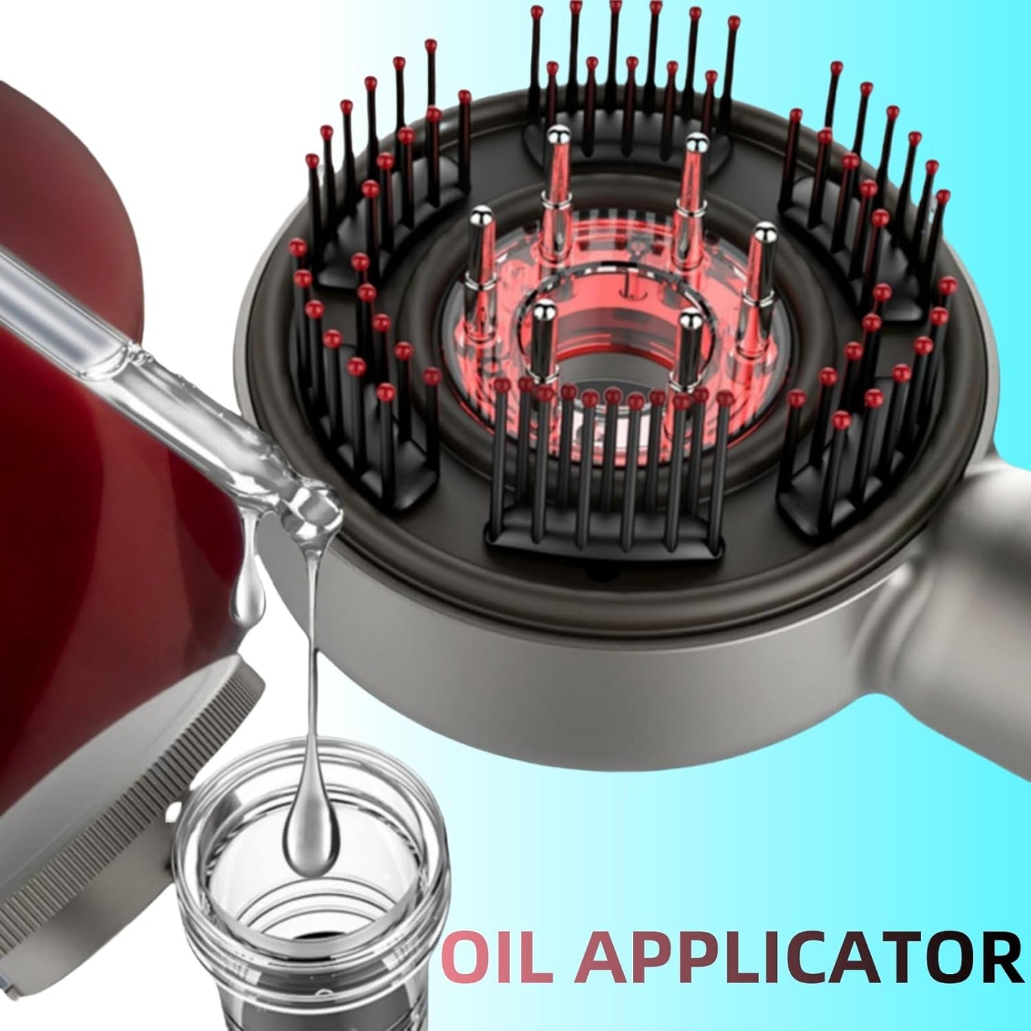 Multi Functional 3 in 1 Electric Scalp Massager Hair Growth, Red Light Therapy Scalp Massager with Oil Applicator, Portable Smart Scalp Hair Brush IPX7 Waterproof