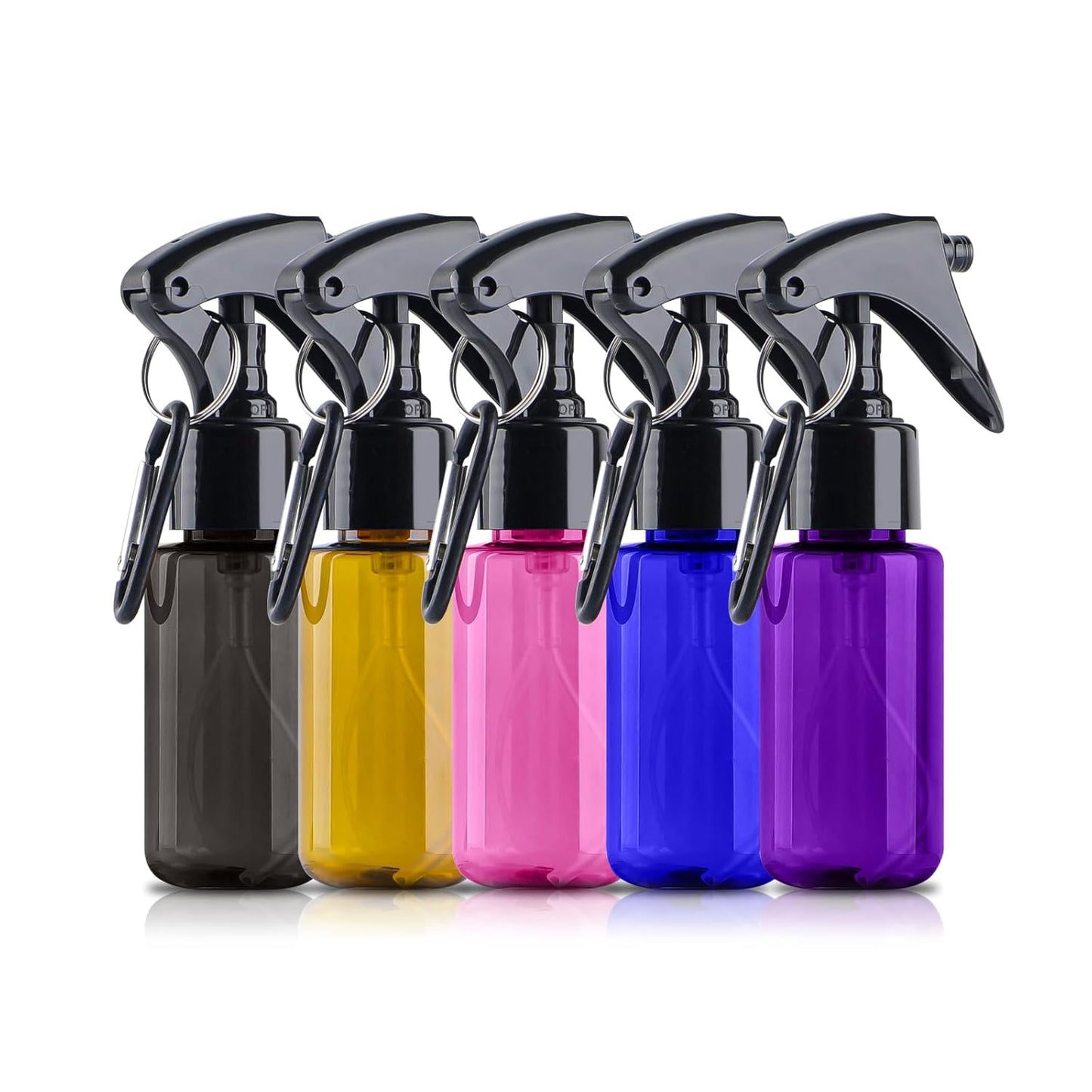 TANSHINE Small Spray Bottle 50ml, Travel Size Mini Fine Mist Water Spray Bottles, Portable Hand Sanitiser Alcohol Spray Bottle, Plastic Refillable Empty Face Mister Spray Bottles with Clip, 5pcs
