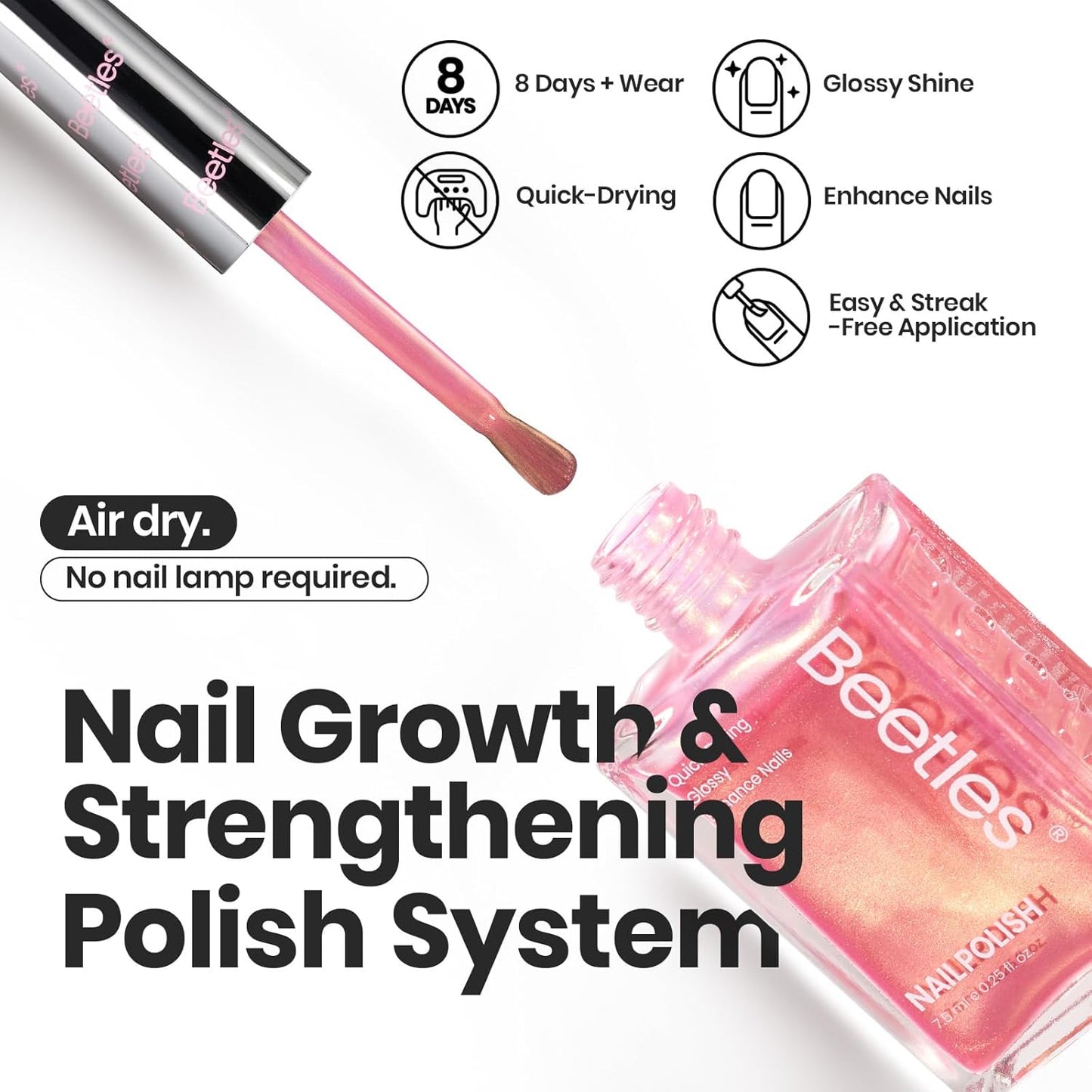 Beetles Pearl Nail Polish Set Mermaid Glow, 6 Colors Shimmer Pearl Pink Purple Quick Dry Nail Polish Long Lasting DIY Manicure Gift for Girls Women Nail Strengthener Polish