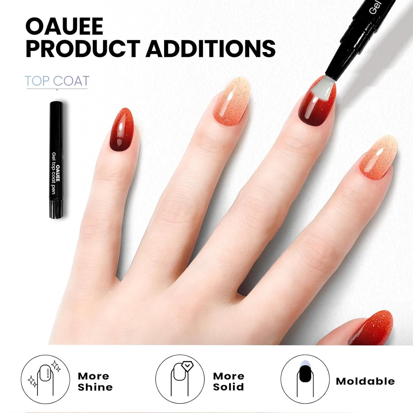 Semi Cured Gel Nail Strips | Built-In Gel Top Coat | UV Light Required | Salon Quality, Easy Application And Removal (Ruby Glitter Gradient)