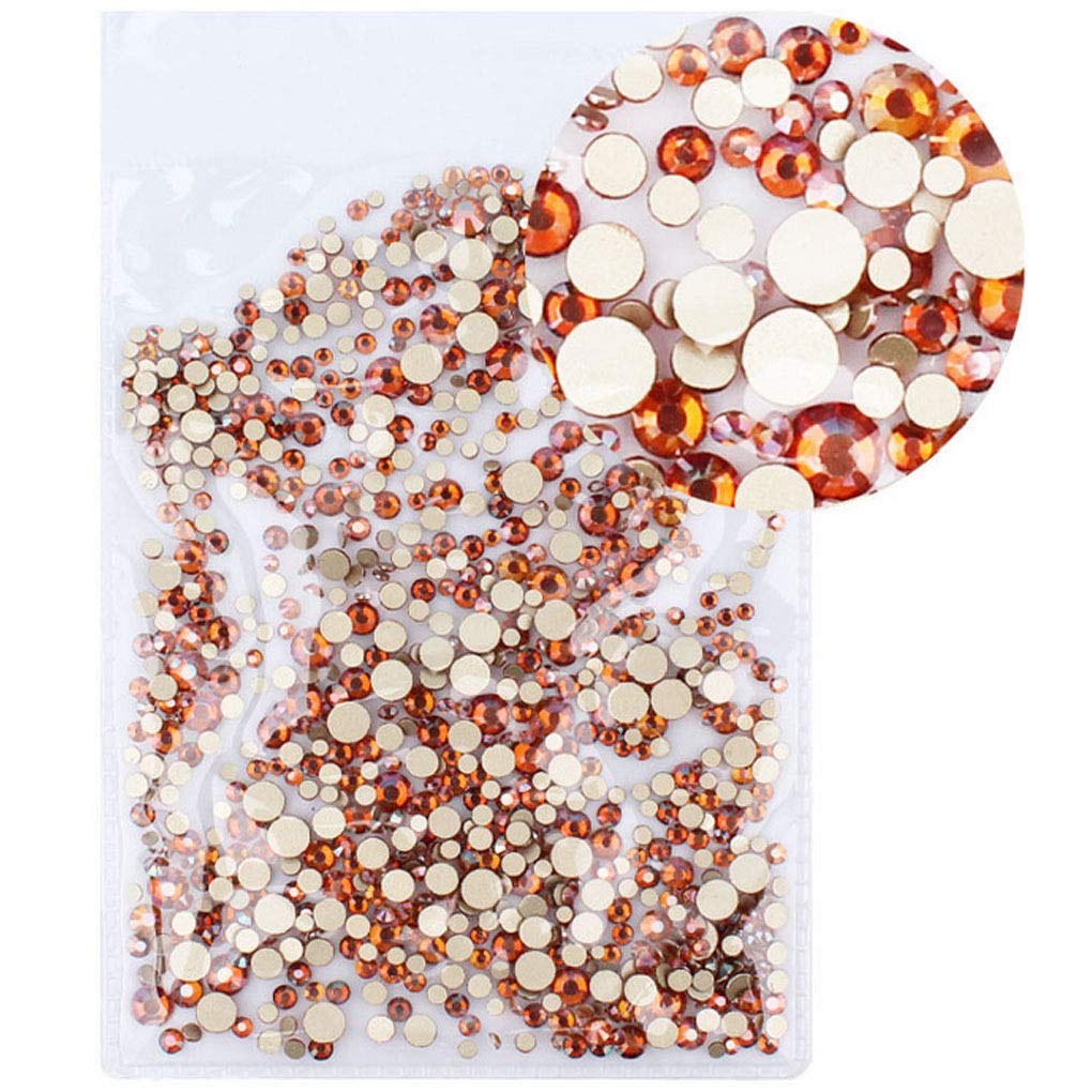Rhinestones flat back gems round DIY decorative Nail Face and apparel accessories ss3-20 mix size(1440pcs amber)