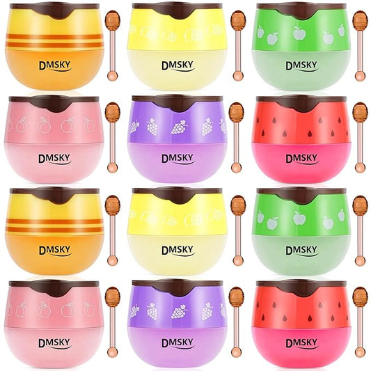 DMSKY Bee Lip Balm Honey Pot 12 PCS, Propolis Lip Mask Overnight, Moisturizing Hydrating Lip Sleeping Mask Prevention Dry and Cracked, Reduce Lip Lines