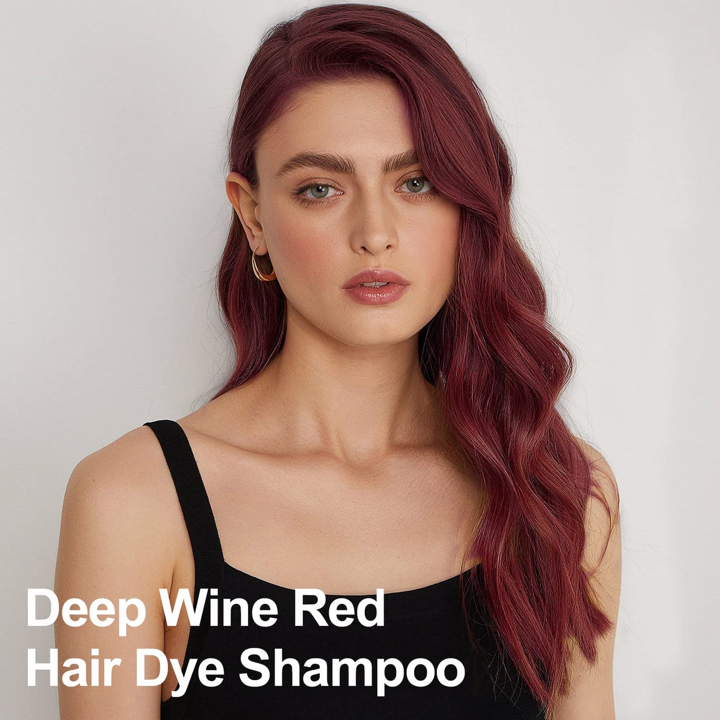 Deep Wine Red Hair Color Shampoo, 16.9 FL Oz, Semi-Permanent, Ammonia-Free, 30 Day Lasting, Gray Hair Coverage
