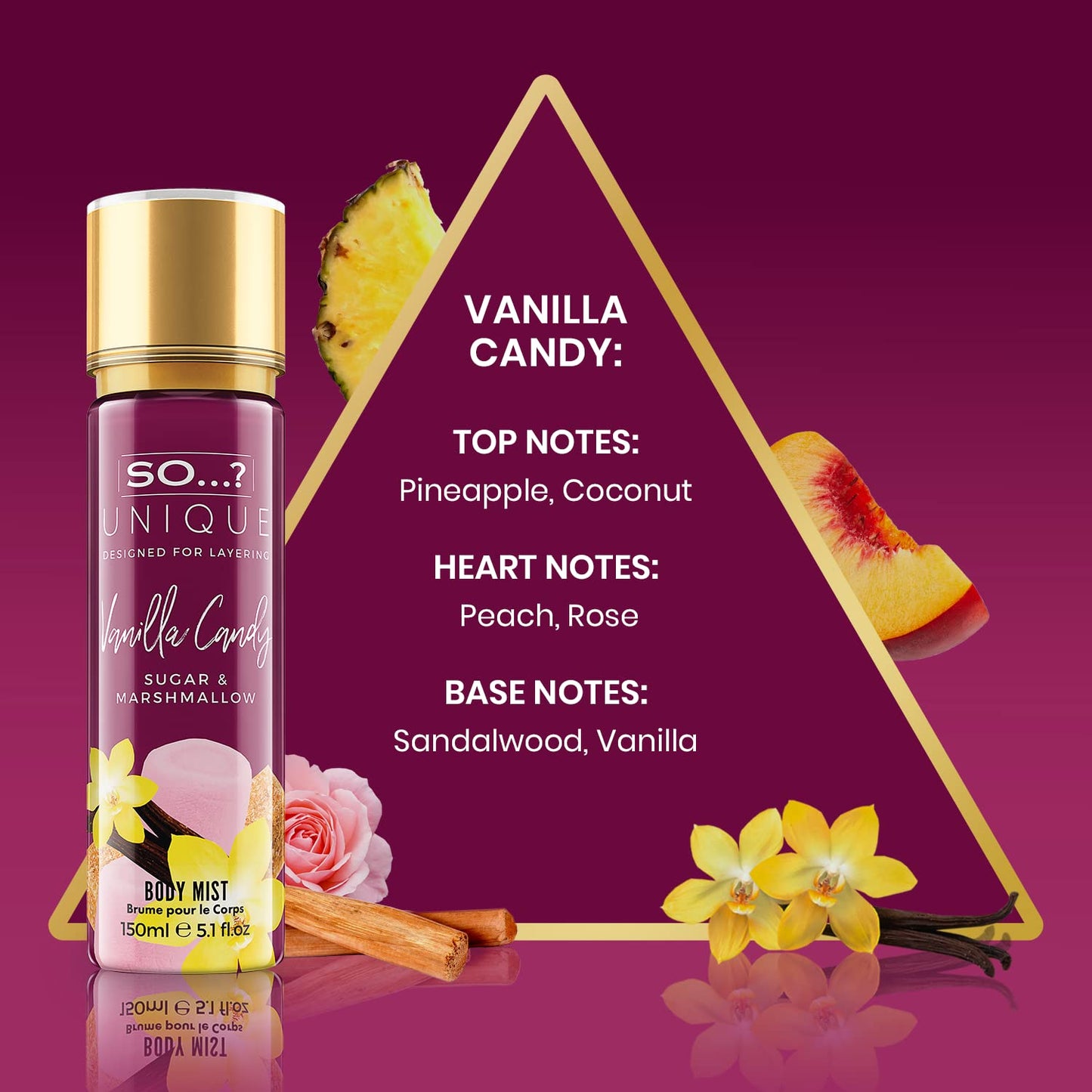 So...? Unique Vanilla Candy Body Mist - Delightful Perfume for Women - Sweet, Fruity Vanilla Perfume with Peach and Rose - Gifts for Women - 5.1 oz