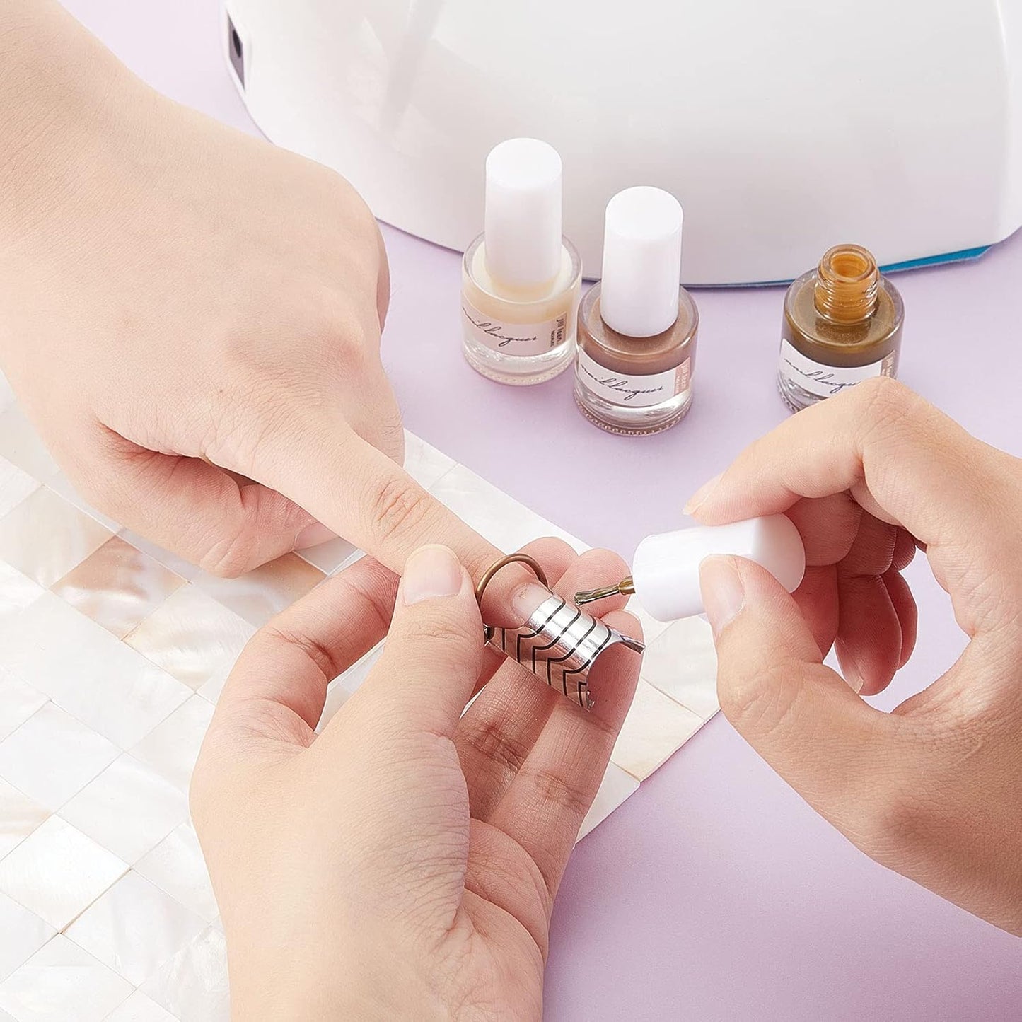 20 Pieces Reusable Nail Extension Forms Guide Protector Nail Tips Acrylic UV Gel Protector for Salon Home Supply(Silver)