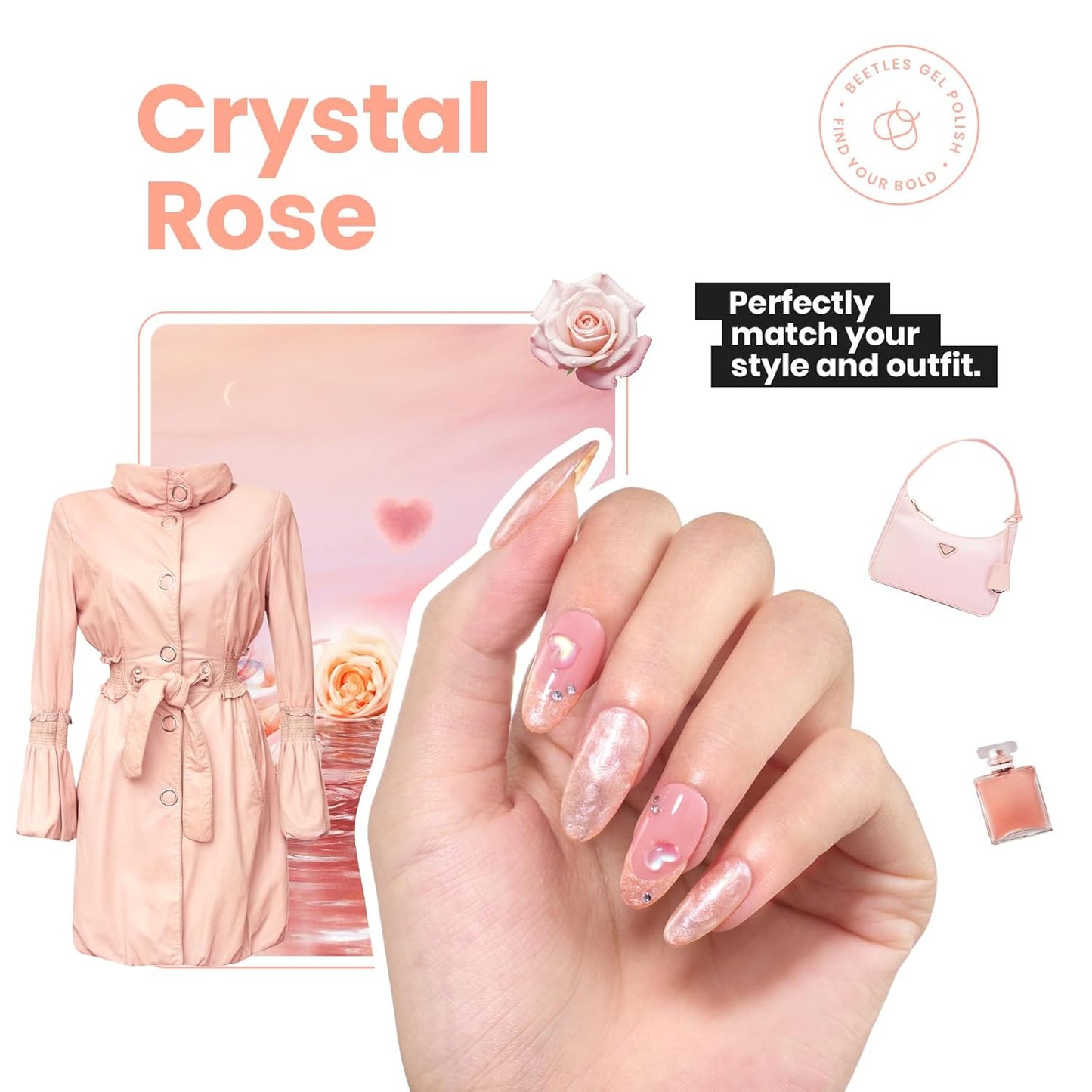 Beetles Pearly Pink Nail Polish,Fast Air Dry, No UV Needed –Perfect for Party, Long-Lasting Neutral Color for DIY At-Home or Salon Use, 15ml/0.51oz