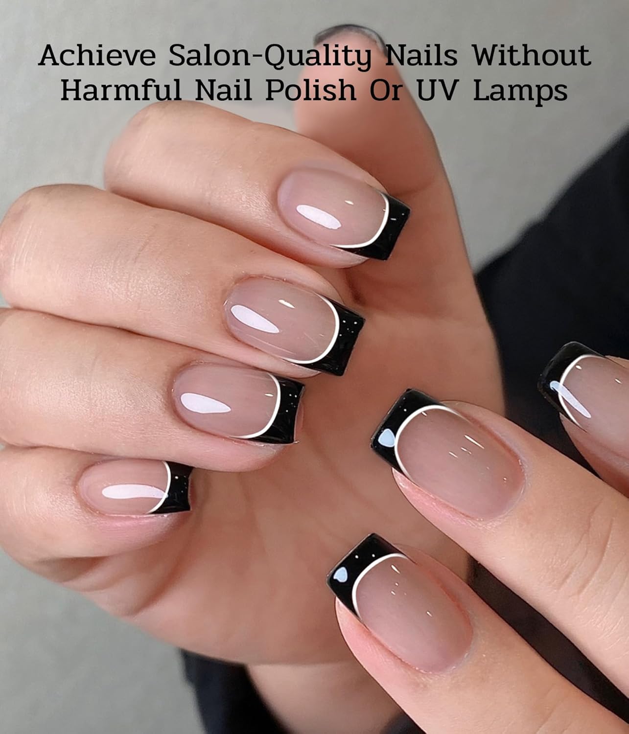 Nail Polish Strips - 22 Pcs Salon Quality Gel Nail Stickers - Long Lasting Wraps (Black Serenade)