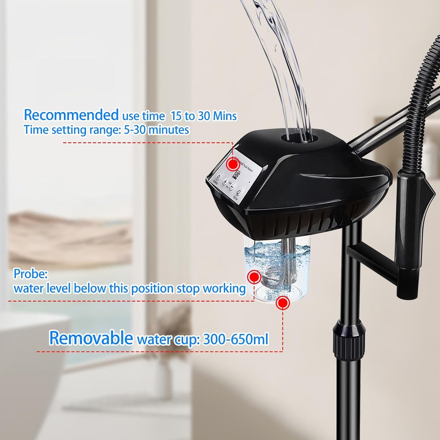 Professional Facial Steamer on Wheels, 2-in-1 Facial Steamers with 5X Magnifying Lamp, Facial Steamer for Facial Deep Cleaning, Facial Humidifier for Spa, Salon and at Home Use