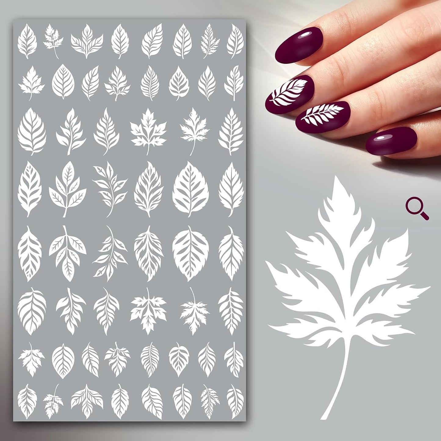 Nail Stickers Decals (5 Sheets) FLONZNAIL Variated Autumn Leaves Vintage Styled Nail Decor