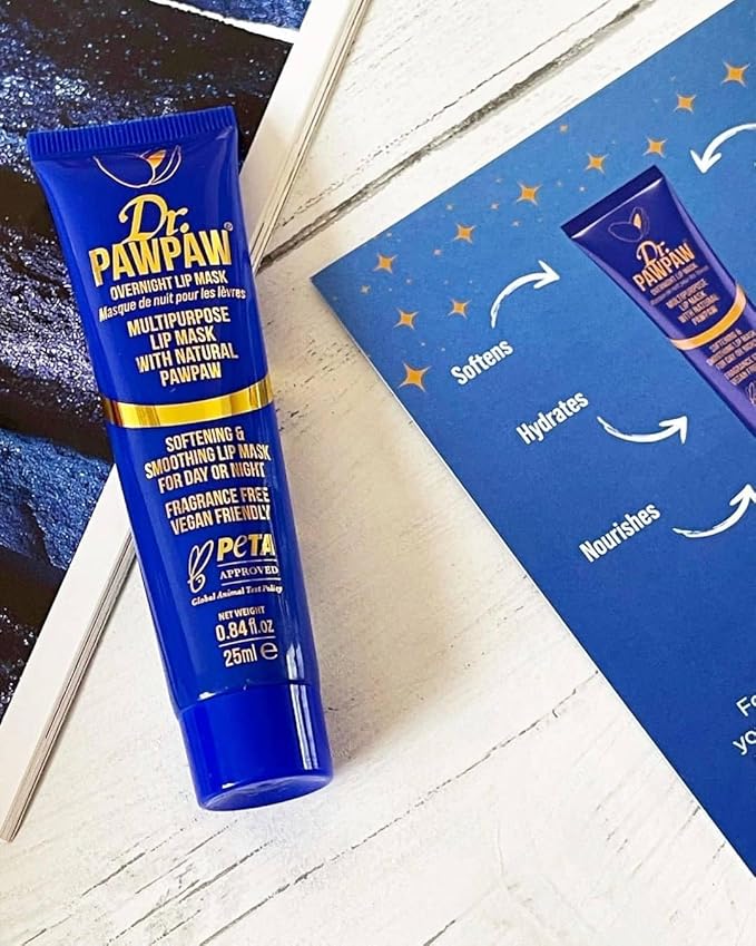 Overnight Lip Mask - Multi-Purpose Balm, Natural Pawpaw & Peptides Smooth Skin, Cracked Lips, Vegan, Ethical Beauty & Fregrance Free (25 ml)