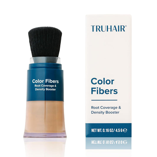 TRUHAIR Color Fibers Root Coverage & Density Booster | Quick-Apply Root Touch Up Hair Color | Natural Color Matching, Gray Hair Cover up to Color Gray Roots - 11 Hair Colors Available (Medium Brown)
