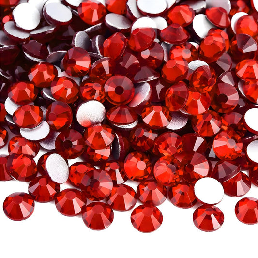 Flatback Rhinestones Round Gems for Nails Art and Crafts 2000Pcs SS16 4mm Glitter Crystals Stone DIY Bags Clothes Shoes (Red)