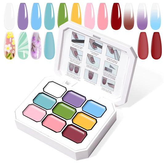 Gradient Painting Gel, 9 Bright Colors Ombre Gel Nail Polish Light Pink Blue Summer Kit Sponging for Pigment Pat Nails Aura Nails French Manicure Soak Off UV Bloom Summer