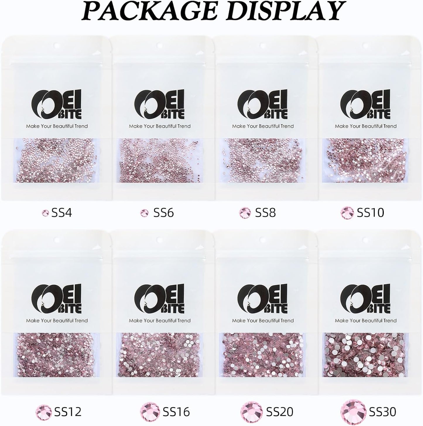 Pink Flatback Rhinestones, Glass Rhinestones for Nail Art and Craft, Glue Fix, Loose Crystal Gemstones(Pink, SS20, 1440pcs, 4.6-4.8mm)