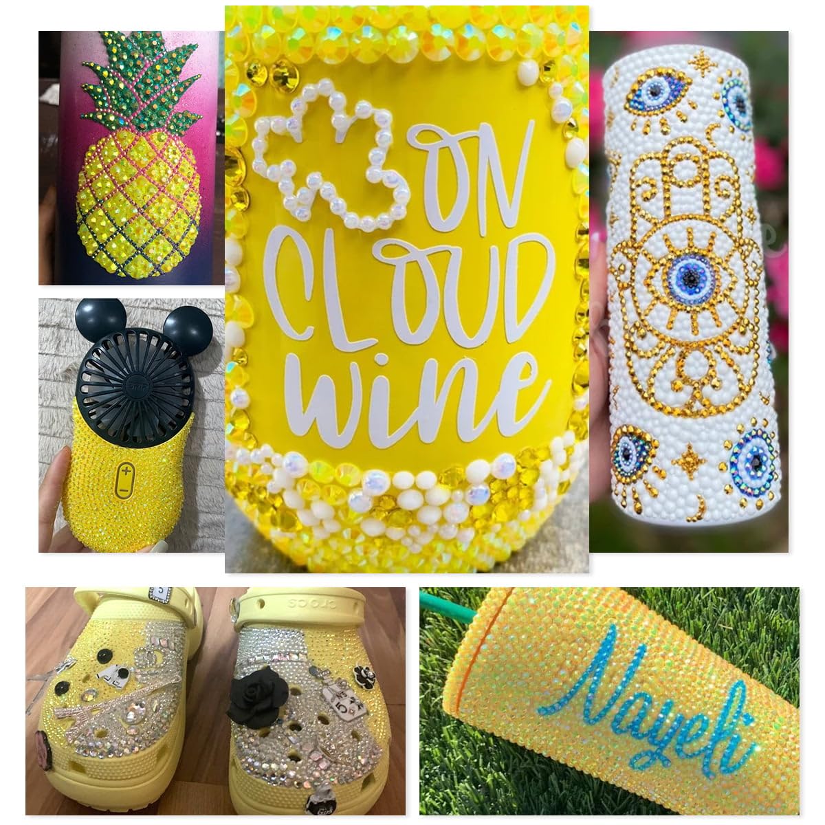 16000PCS Lemon Yellow AB Resin Rhinestones for Crafting 3mm 4mm 5mm Citrine Flatback Jelly Stones Bulk SS10 SS16 SS20 Diamonds Gems for Nails Face Eyes Makeup Mugs Tumblers Bottles DIY Crafts Clothes