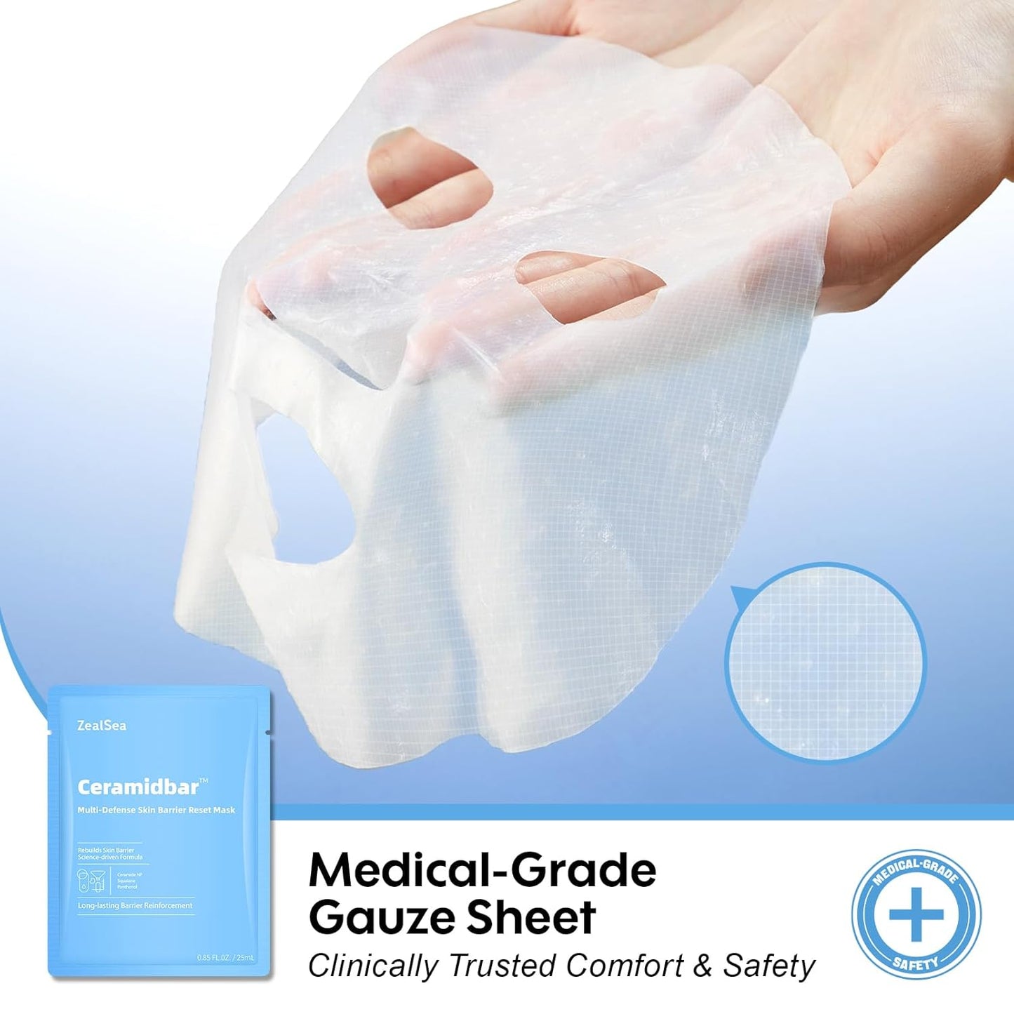 ZealSea Cicalix & Ceramidbar Face Masks Skincare Set, Derm Solution Sheet Mask for Multi-Trigger Sensitivity, Soothing & Calming, Strengthen & Restore Skin, Facial Mask with Cica & Ceramide, 8 Pack