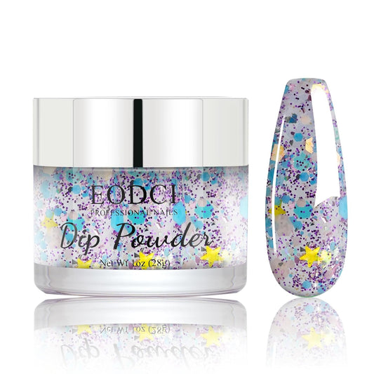 Long Lasting Nail Dip Powder Colors, Lavender Purple Blue Glitter Dipping Powder - No Needed Led Lamp - Art Starter Manicure Beginner DIY Salon Home Gift 1oz