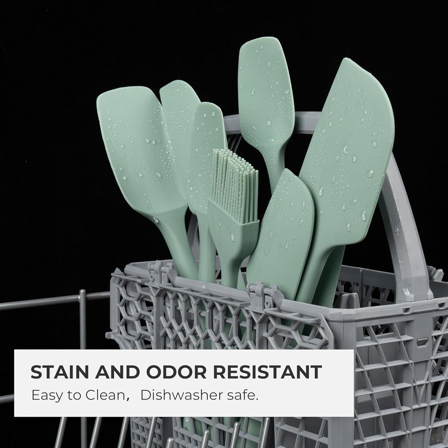 Elihome Mini Silicone Spoonula - Non-Stick Heat Resistant Silicone Scraper Spatula for Mixing, Serving, Scraping, Stirring, and More, 8.75 Inch, Sage Green