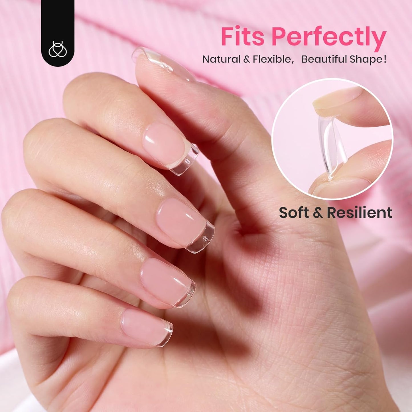 Beetles Gel Nail Tips XS Short Square Nail Tips, 12 Sizes 288 PCS Pre-Shaped Clear Full Cover False Nails Clear Acrylic Nails Glue on Nails for Girls Women Nail Art Design,Nail Glue Needed