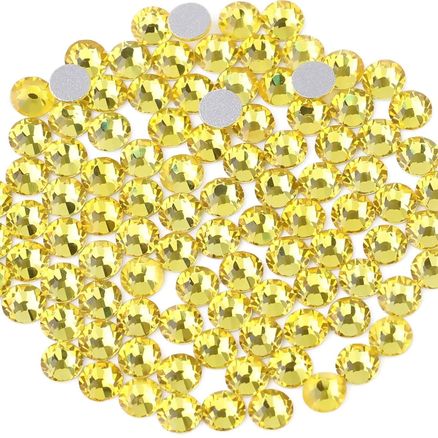 beadsland Flat Back Crystal Rhinestones Round Gems, Lemon Yellow (1.9-2.0mm) SS6/1440pcs