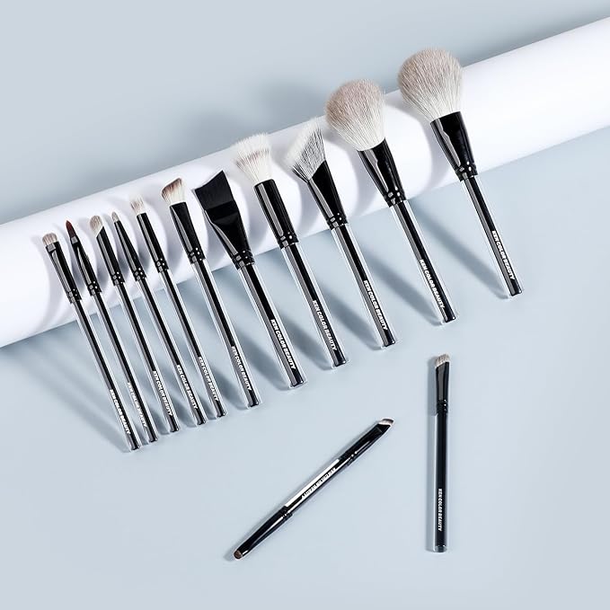 KENCOLOR Premium 13-Piece Makeup Brush Set with PU Travel Pouch – High-End Acrylic Handle, Soft Synthetic & Natural Bristles, Dense & Non-Absorbent, for Flawless Application