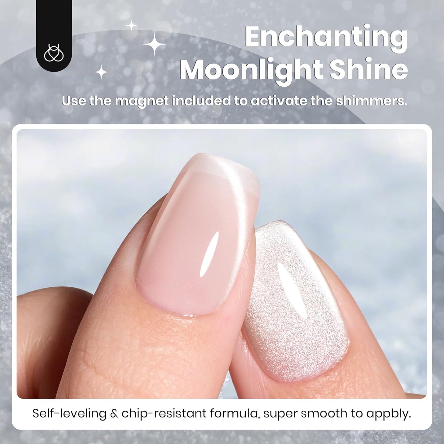 Beetles Silver Cat Eye Gel Polish, 15ML Silver Glass Cat Eye Glitter Gel Polish with Magnet Shimmer Translucent Sheer Color Soak Off UV Lunar Gleam Series French Nail Art Gift for Women