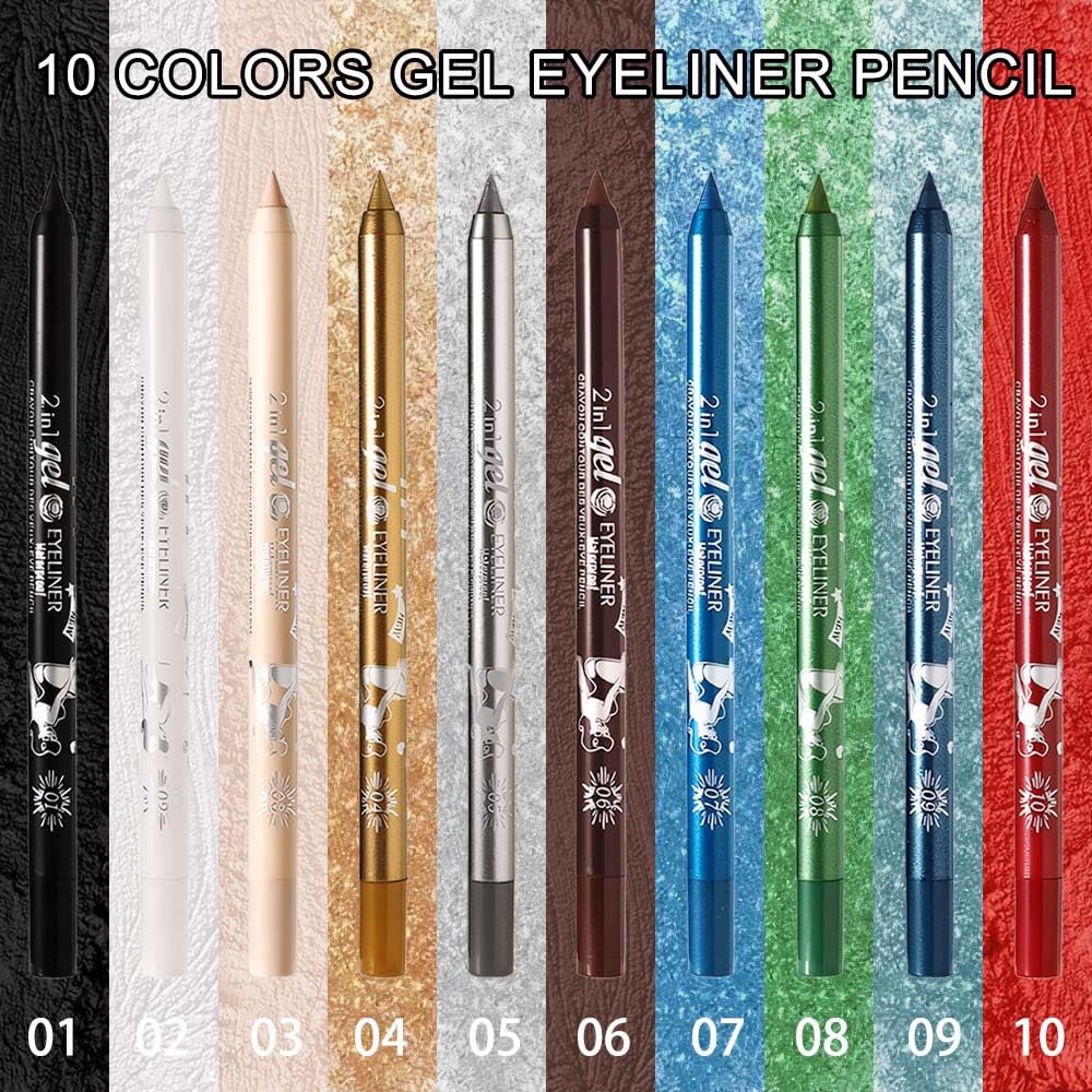 evpct 1Pcs Nude Color Gel Glitter Eyeliner Pencils Set for Women Waterline Waterproof Smudge Proof lapiz de ojos delineador de ojos contra el agua Eye Liner Makeup,03# Nude