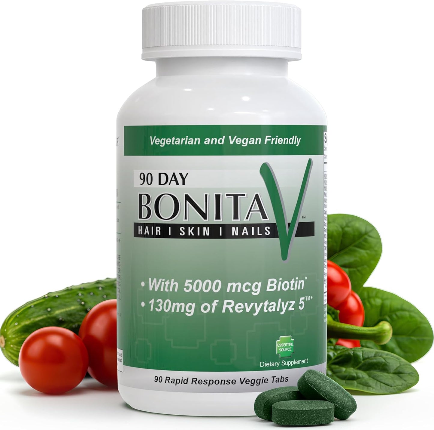 Biotin (Biotina Vitaminas) - Hair Skin Nails Vitamins for Women & Men - 5000 mcg - Hair Growth Support Supplements - 90 Tablets - with Revytalyz 5, Vitamin A, C, B12 - Made in USA