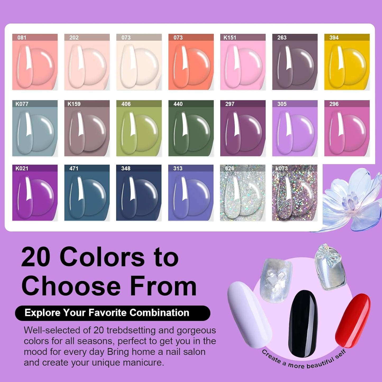 31 Pcs Dip Powder Nail Kit, 20 Colors Glitter Nude Pink Green Gray Dip Powder Liquid Set with Top/Base Coat Activator for French Nails Art Manicure DIY Salon, No Needed Nail Lamp Curing