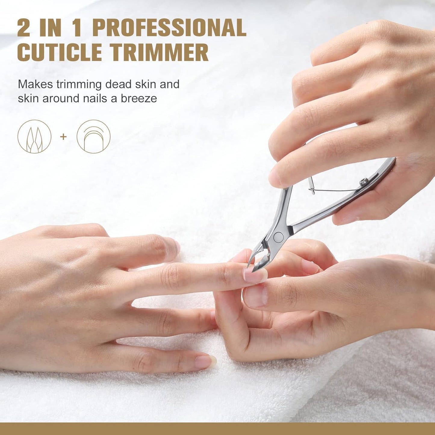 FERYES Cuticle Clipper with Pusher, 2 in 1 Professional Cuticle Trimmer, 6mm Full Jaw Cuticle Nipper, Stainless Steel Cuticle Remover Tool Mirror Silver