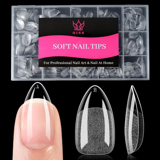 Short Water-drop False Nail Tips, 15 Sizes 510 PCS Clear Soft Press On Fake Nail Pre-shaped Half Matte Full Cover Gel Nail Tips Extensions Strong Long Lasting for DIY Beginners & Salon Manicure