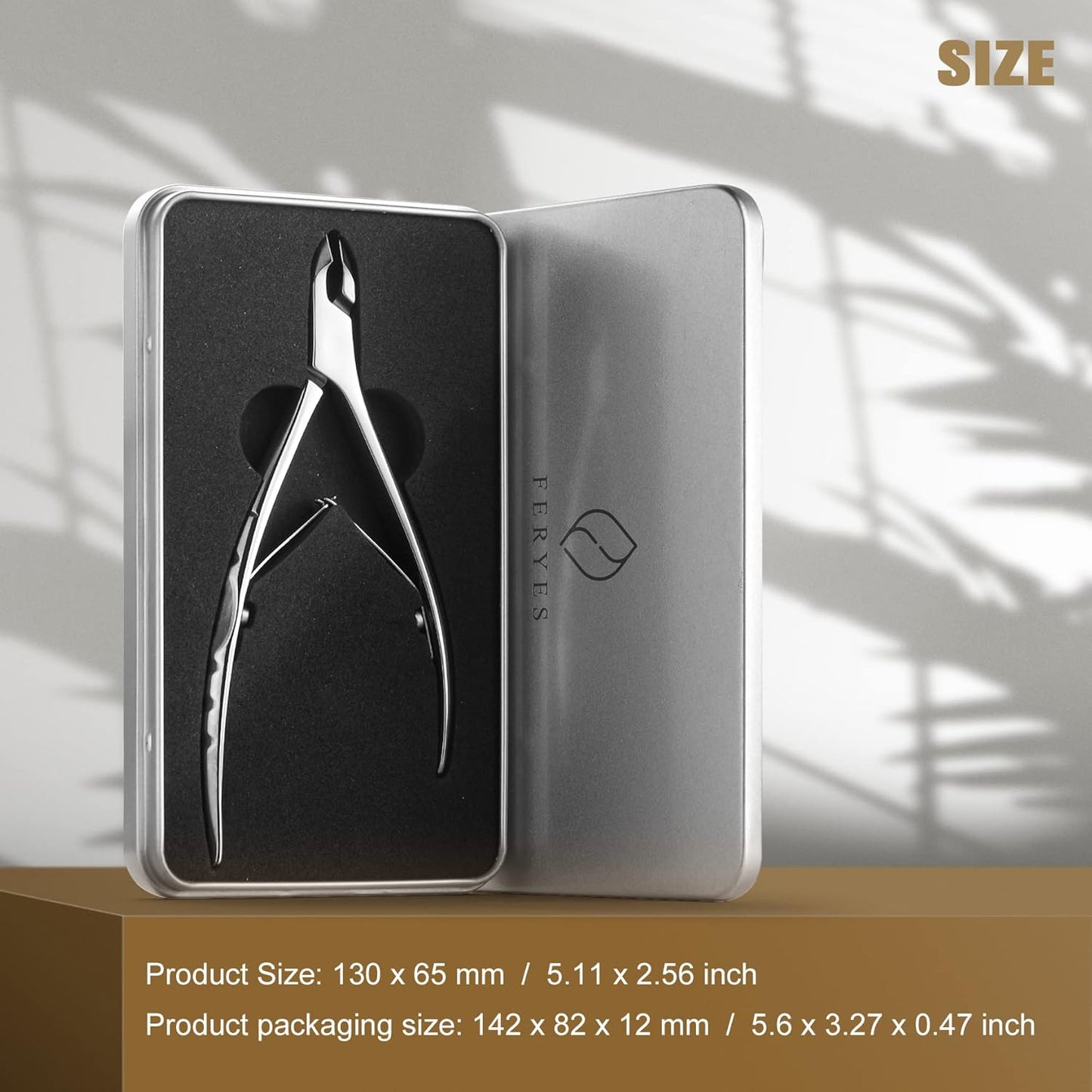 FERYES Cuticle Clipper with Pusher, 2 in 1 Professional Cuticle Trimmer, 6mm Full Jaw Cuticle Nipper, Stainless Steel Cuticle Remover Tool Mirror Silver